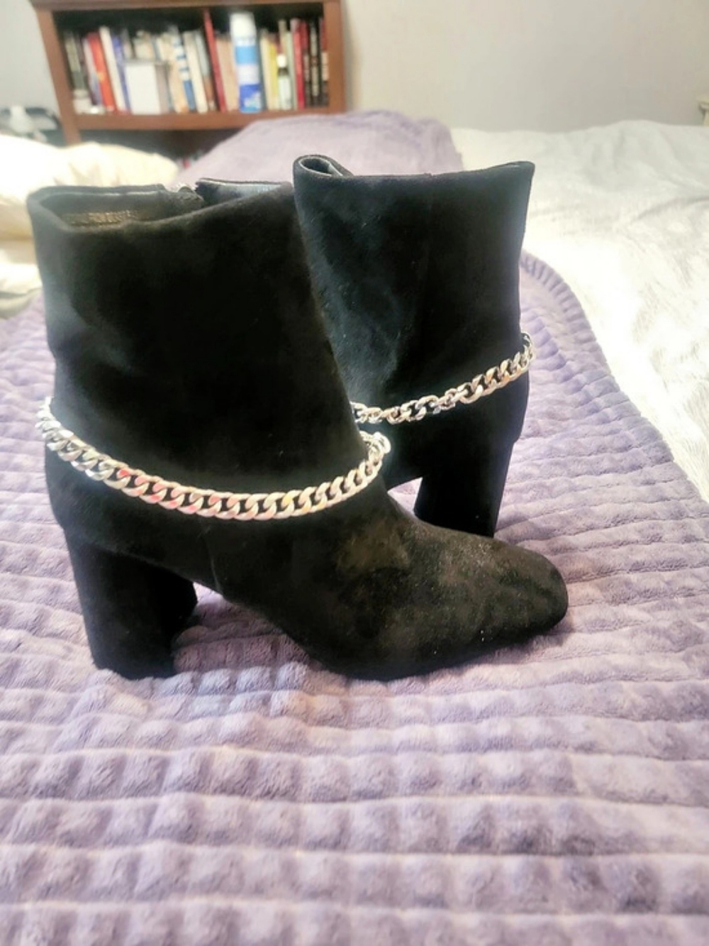 Designs by Baby Phat Black Chain Ankle Boots US 6.5
